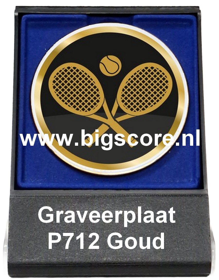 Tennis Acryl in medailledoosje Blauw-Zwart G/Z/B